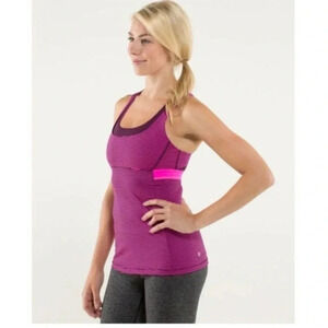 Lululemon Stuff Your Bra Pink & Purple Stripe Athletic Tank Top 4
